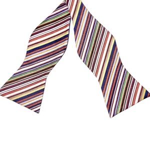 Bow Tie Tuesday Mens Rainbow Striped Cotton-Blend Vintage Bow Tie 2.75” Wide
